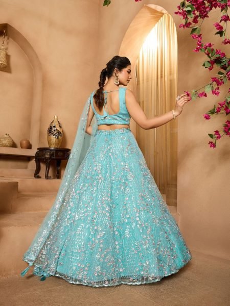 Sea Green Premium Net Lehenga with Sequins and Stone Accents for Party Look Designer Lehenga Choli