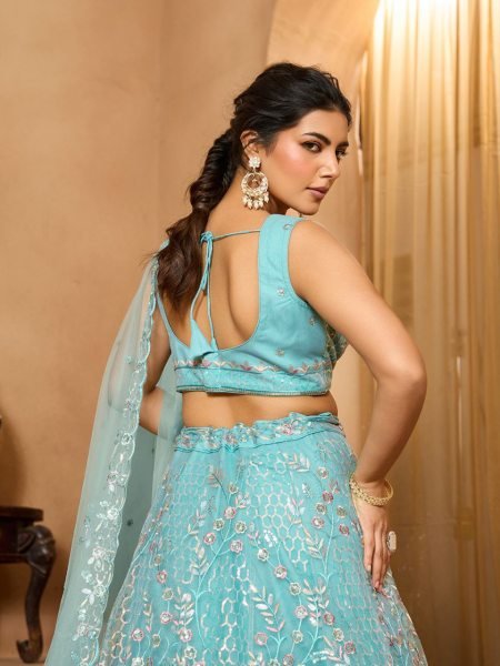 Sea Green Premium Net Lehenga with Sequins and Stone Accents for Party Look Designer Lehenga Choli