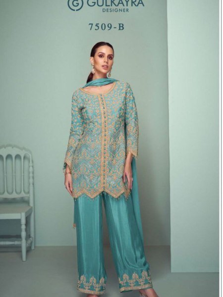 SeaGrace Chinon Palazzo Ensemble Soothing Sea Green with Stitched Dupatta Style Salwar Kameez