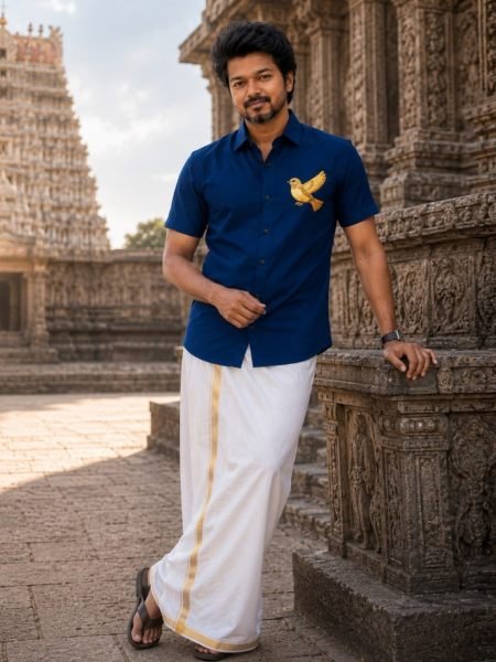 Seamless Blue Men Printed Cotton Shirt with Matching Dhoti at Wholesale Rate 