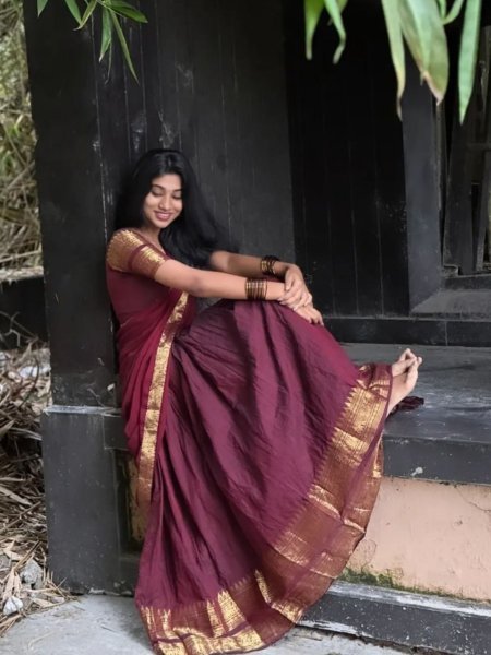 Seamless Brown South Indian Wedding Wear Kanchi Cotton Lehenga Choli  Lehenga