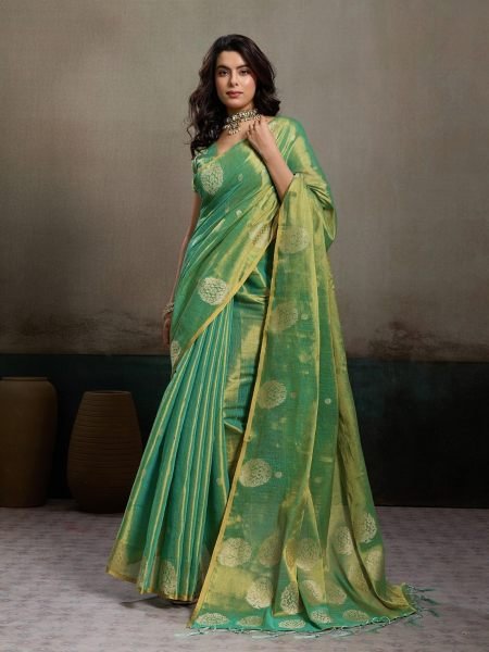 Seamless Green Women's Zari Tissue Silk Party Wear Saree Collection at Manufacturer  Sarees 