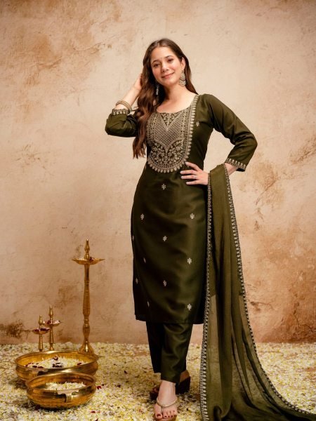 Seamless Mahendi Designer Kurti Set for Women Festive and Casual Wear Embroidery Kurtis 