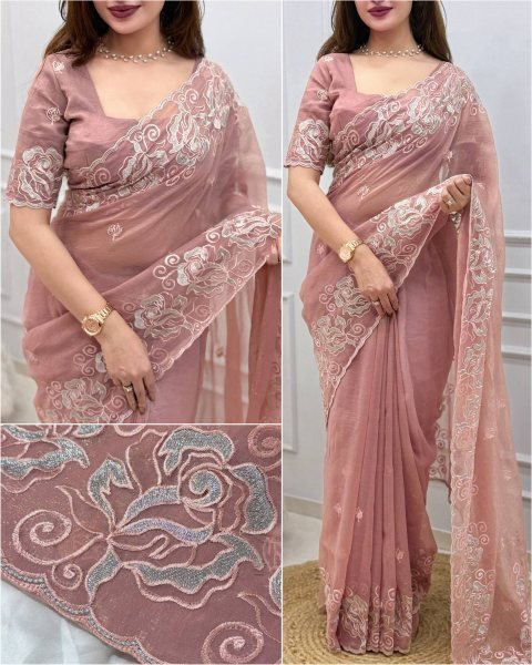 Seamless Mauve Designer Melbourne Silk Saree with Matching Blouse at Factory Price Silk Sarees Wholesale