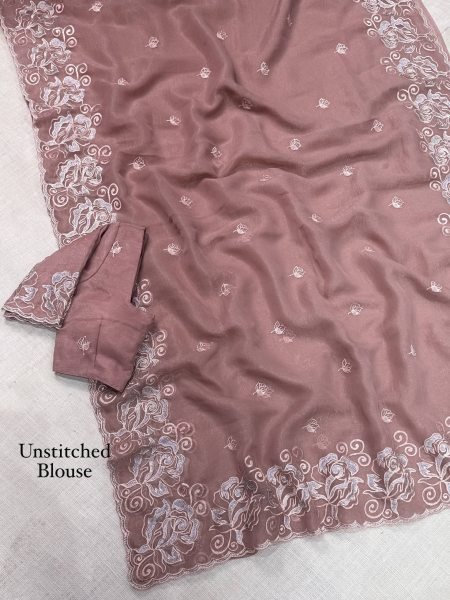 Seamless Mauve Designer Melbourne Silk Saree with Matching Blouse at Factory Price Silk Sarees Wholesale