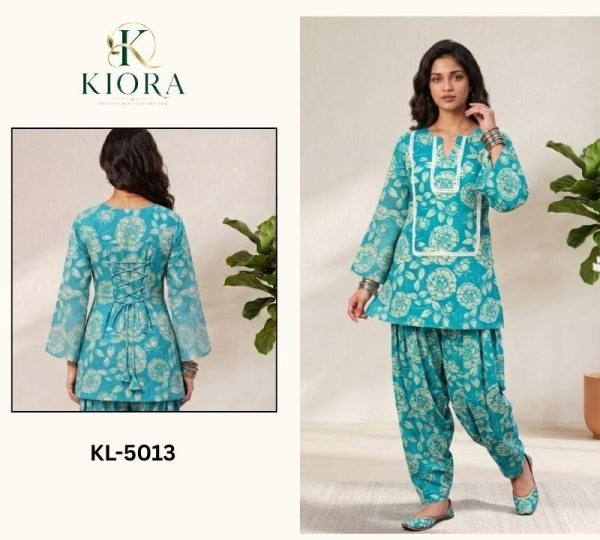 Seamless Sky Blue KIORA Brand Farshi Co Ord Set with Lace Border Design CO ORD Sets
