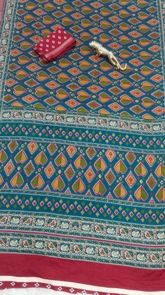Seamless Teal Blue Mall Cotton Saree with Elegant Printed Design Printed Cotton Sarees Wholesale