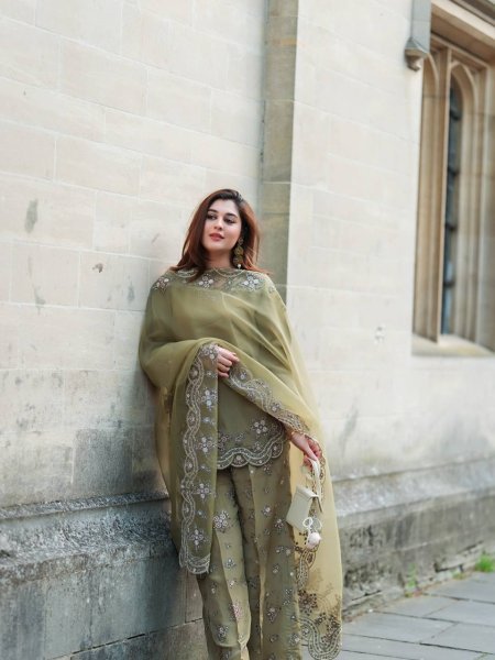 Sharara Luxe Edition French Crepe Silk Suit with Embroidery  & Tissue Dupatta Ready to Wear Ready To Wear Collection