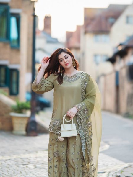 Sharara Luxe Edition French Crepe Silk Suit with Embroidery  & Tissue Dupatta Ready to Wear Ready To Wear Collection