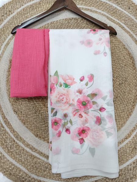 Shilpa Shetty Digital Print Linen Silk Saree Summer Best Offer Bollywood Fancy Sarees Wholesale