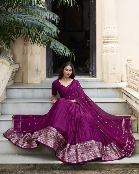 Shop Pure Chanderi Plain Lehenga with Intricate Zari Work Border, Designer Lehenga Choli
