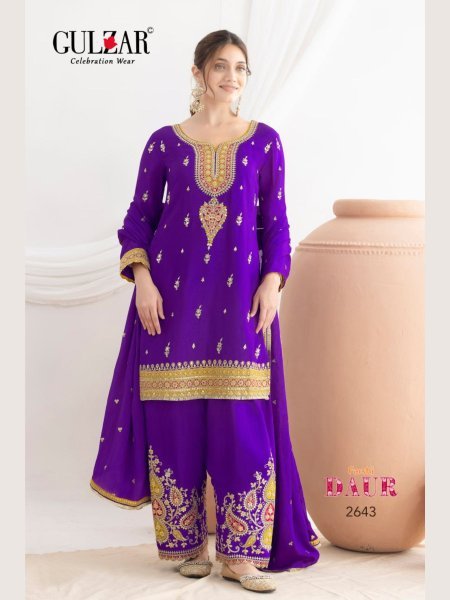 Showstopper Purple Chinon Sequence Work with Zarkan Diamond from Gulzar Catalog Salwar Kameez
