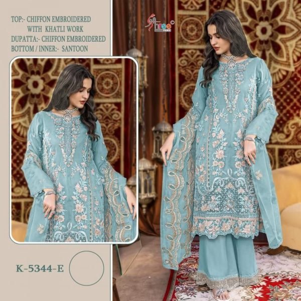 Shree Fab K-5344-E Embroidered Chiffon Suit with Dupatta at Manufacturer Rate Embroidery Suits Wholesale
