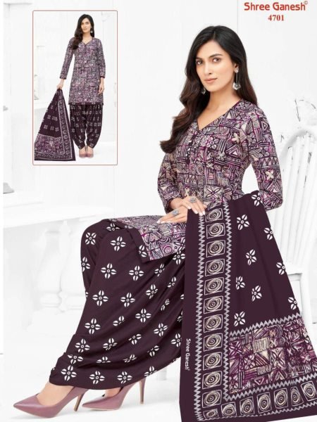 Shree Ganesh Pure Cotton With Beautiful Print Work Dress Material Dress Material 