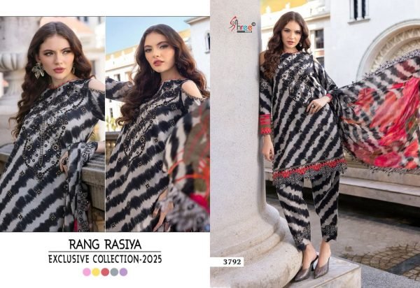 Shree Rang Rasiya 2025 Exclusive 3 PC Unstitched Embroidered Lawn Suit Collection Cotton Print  Self Embroidery Patchwork Top Wholesale Price for Deal Pakistani Suits Wholesale