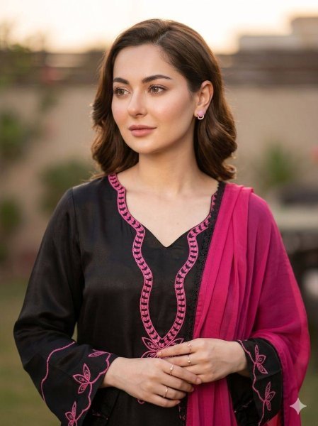 Simple and Classy Blak Kurti Set With Dupatta for Women Summer Styling Ready To Wear Collection