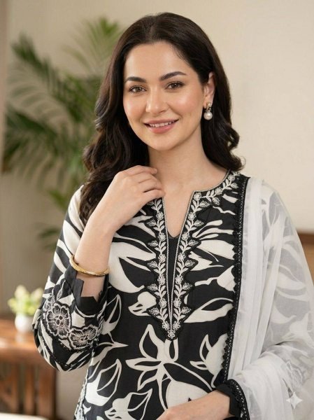 simplicity Printed Muslin Pakistani Style Suit Set With Gorgette Lace Duptta  Ready To Wear Collection