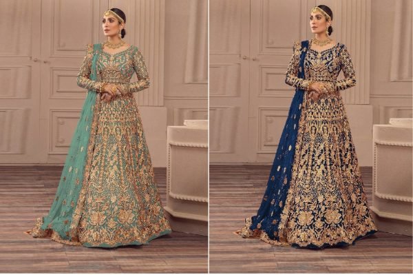 Sky Blue Heavy Butterfly Net and Embroidered Bridal Anarkali Gown Perfect for Weddings Anarakali Gown Wholesale
