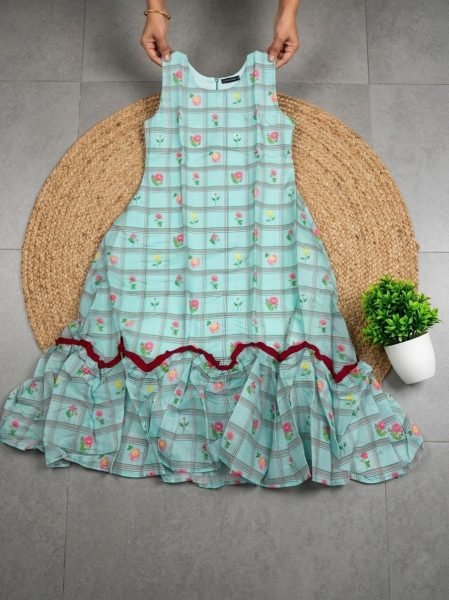 Sky Blue Lightweight Chanderi Cotton Fashion Dress for office wear Western Ladies Top Wholesale