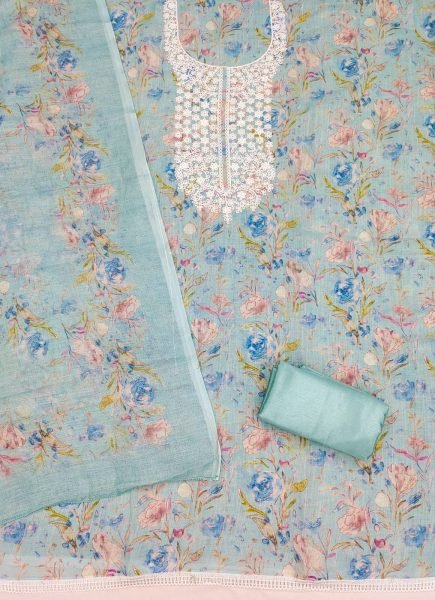 Sky Blue Mal Cotton Digital Printed Kurti with Santoon Pant and Dupatta at Wholesale Rate Color Set Matching Dress Material Wholesale