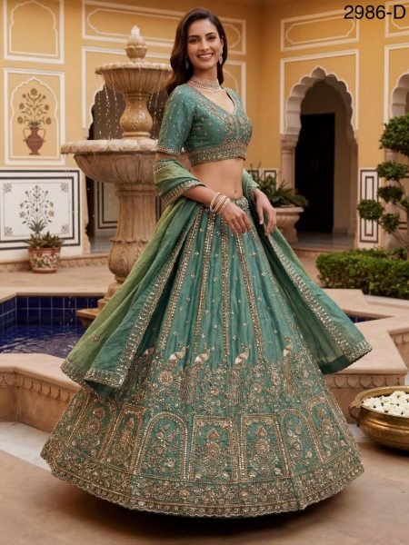 Sky Blue Premium Designer Lehenga with Hand Embroidery for Women  Lehenga