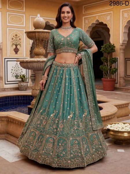 Sky Blue Premium Designer Lehenga with Hand Embroidery for Women Bridal Lehenga Choli