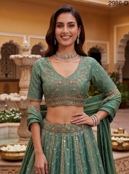 Sky Blue Premium Designer Lehenga with Hand Embroidery for Women Bridal Lehenga Choli