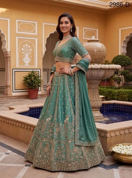 Sky Blue Premium Designer Lehenga with Hand Embroidery for Women Bridal Lehenga Choli