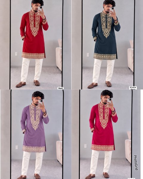 Slate Grey Armani Lachko Kurta Pyjama Set with Heavy Sequin Embroidery Work Kurta Pajama Wholesale