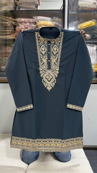 Slate Grey Armani Lachko Kurta Pyjama Set with Heavy Sequin Embroidery Work Kurta Pajama Wholesale