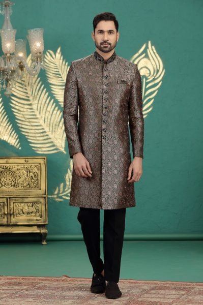 Sleek Black Premium Groom Style Banarasi Kurta Pajama with Heavy Embroidery Kurta Pajama Wholesale