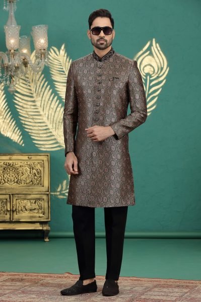Sleek Black Premium Groom Style Banarasi Kurta Pajama with Heavy Embroidery Kurta Pajama Wholesale