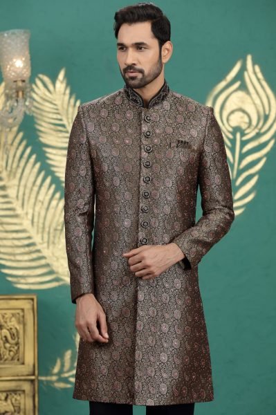 Sleek Black Premium Groom Style Banarasi Kurta Pajama with Heavy Embroidery Kurta Pajama Wholesale