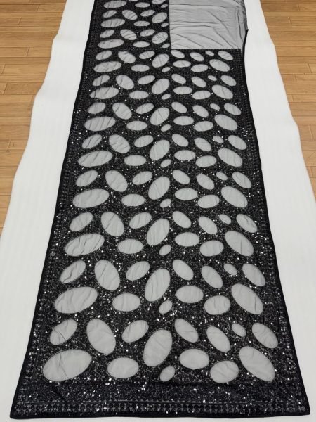 Sleek Black Women s Butterfly Net Saree with Heavy Multi Sequins Embroidery Work Bollywood Fancy Sarees Wholesale