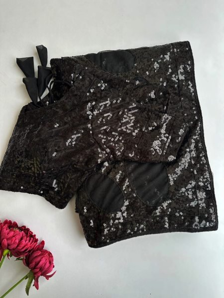 Sleek Black Women s Butterfly Net Saree with Heavy Multi Sequins Embroidery Work Bollywood Fancy Sarees Wholesale