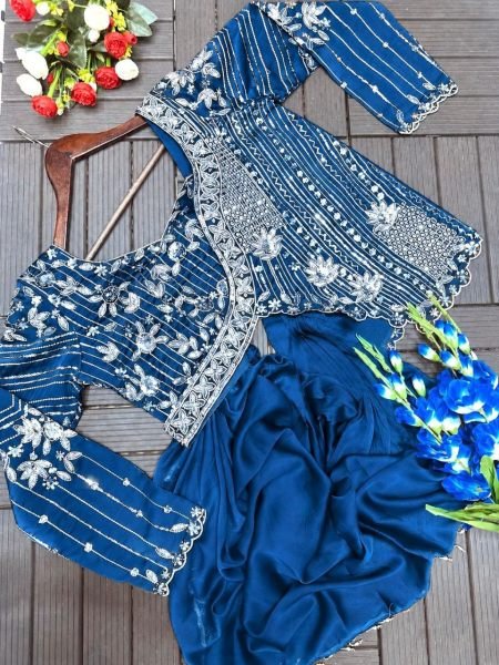 Sleek Blue Premium Embroidered Lehenga Set for Wedding and Party Wear Bridal Lehenga Choli