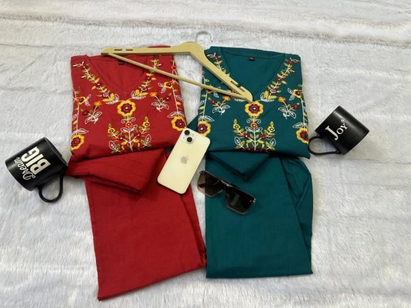 Sleek Blue Trendy Summer Kurti Pant Set with Dupatta for Daily Ethnic Wear Cotton Kurtis Wholesale