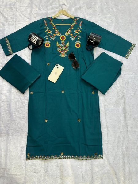 Sleek Blue Trendy Summer Kurti Pant Set with Dupatta for Daily Ethnic Wear Cotton Kurtis Wholesale