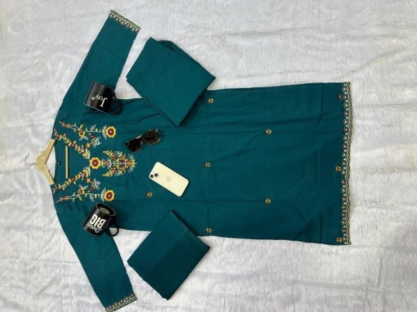 Sleek Blue Trendy Summer Kurti Pant Set with Dupatta for Daily Ethnic Wear Cotton Kurtis Wholesale