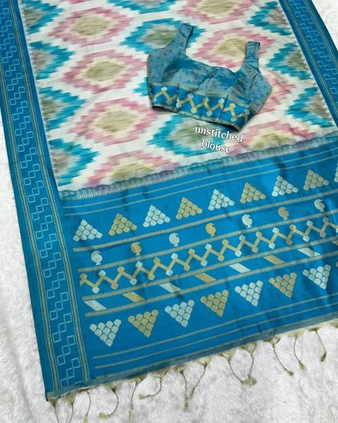 Sleek Blue Viscose Silk Jacquard Saree with Minakari Zari Weaving Silk Sarees Wholesale