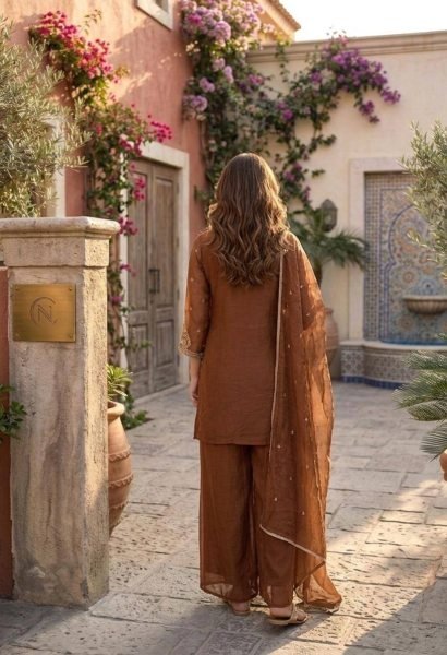 Sleek Brown Embroidered Palazzo Suit for Festive and Wedding Functions for Women Ready To Wear Collection