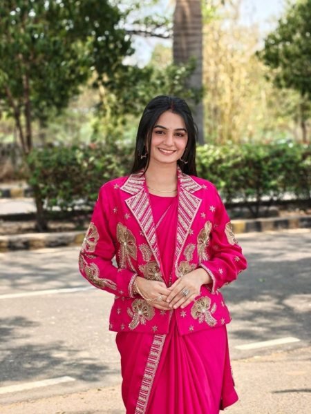 Sleek Hot Pink Designer Ready to Wear Saree with Koti at Wholesale Price Ready To Wear Saree 