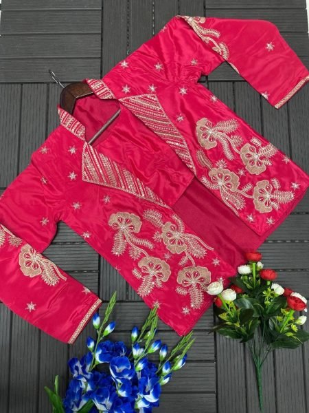 Sleek Hot Pink Designer Ready to Wear Saree with Koti at Wholesale Price Ready To Wear Saree 