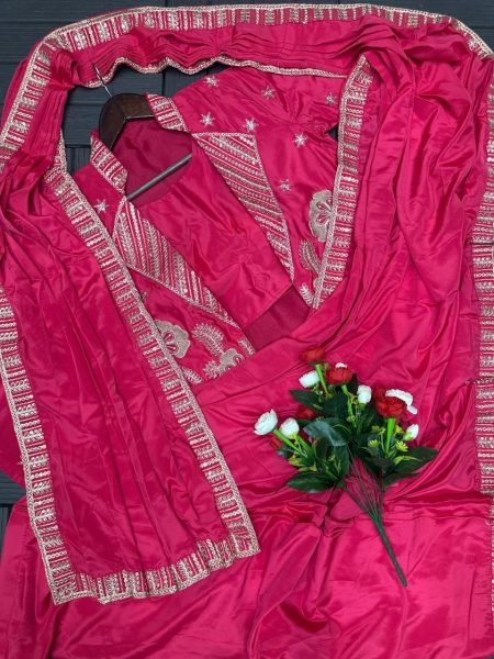Sleek Hot Pink Designer Ready to Wear Saree with Koti at Wholesale Price Ready To Wear Saree 
