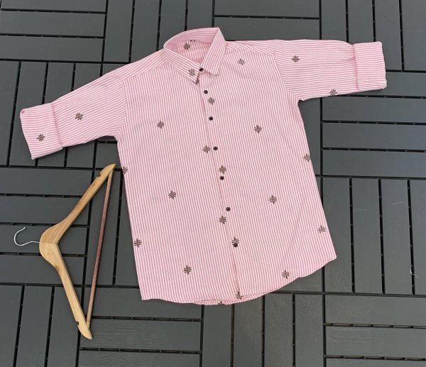 Sleek Pink Designer Cotton Striped Full Sleeve Shirt for Men for Wholesale Rate Mens Shirt