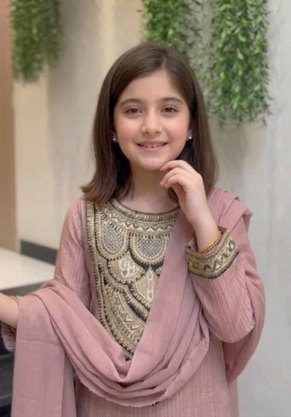 Sleek Purple Girls Crunchy Silk Kurti Pant Dupatta Set with Embroidery Work Girls Wear