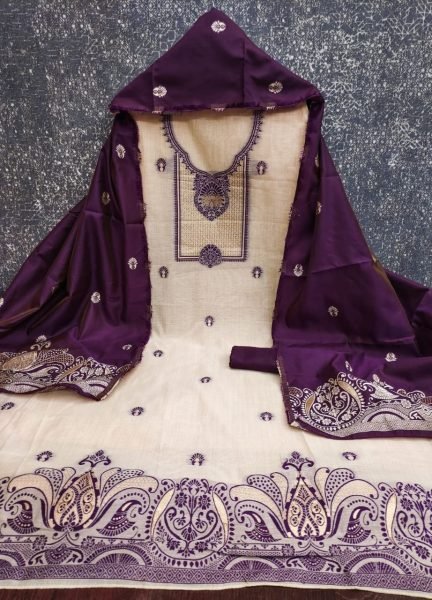 Sleek Purple Women Stylish Jacquard Suit with Santoon Bottom Color Set Matching Dress Material Wholesale