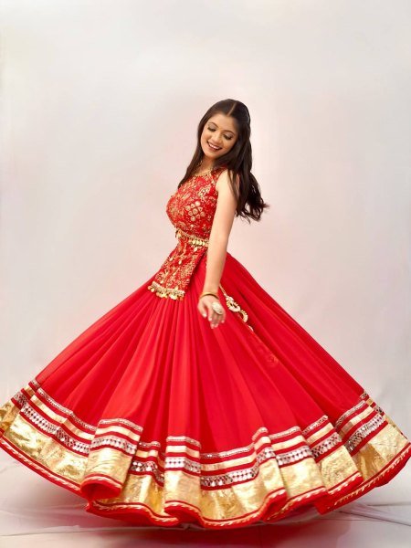 Sleek Red Fully Stitched Faux Georgette Lehenga Choli with Real Mirror Work at Wholesale Rate Designer Lehenga Choli