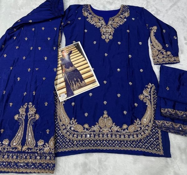 Sleek Royal Blue Premium Beads Work Palazzo Suit at Wholesale Rate Designer Plazzo Salwar Suits Wholesale