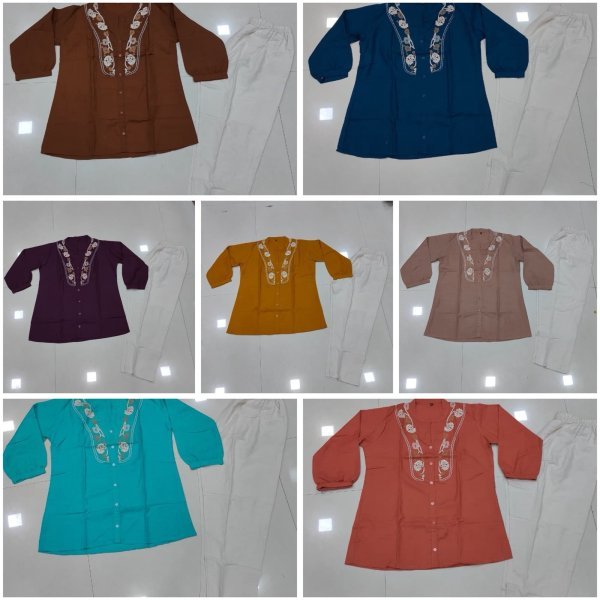 Sleek Rust Party Wear Rayon Slub Top with Khadi Cotton Bottom at Wholesale Rate Tunics kurti